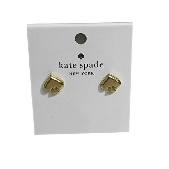 KATE SPADE Signature Spade Gold Stud Earrings PINK DUST BAG INCLUDED NWT - Picture 2 of 7